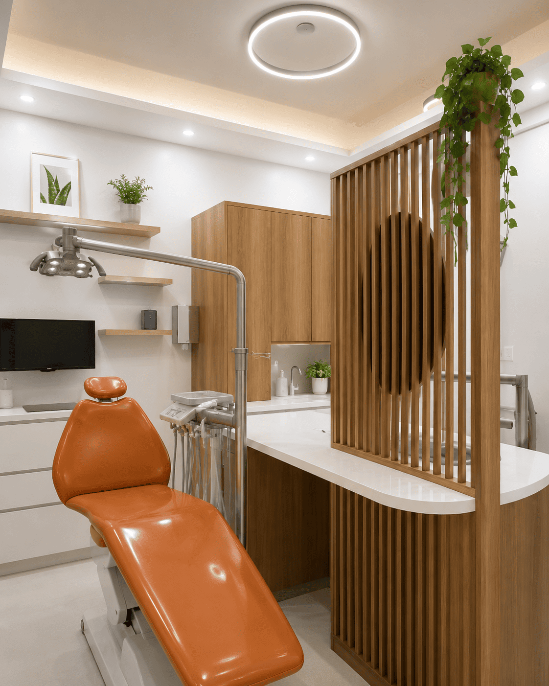 Salle de soins avec fauteuil dentaire
